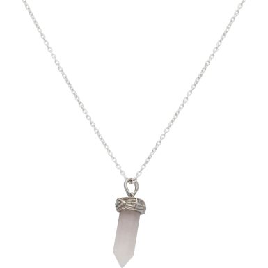New Sterling Silver Rose Quartz Crystal Pendant & 18" Necklace
