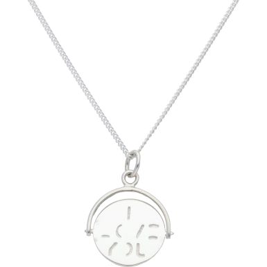 New Sterling Silver I Love You Spinner Pendant & 18" Necklace