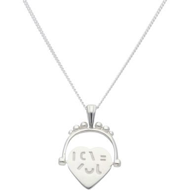 New Sterling Silver I Love You Spinner Heart & 18" Necklace