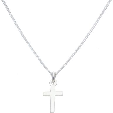 New Sterling Silver Small Cross & 14" Chain Neckleace