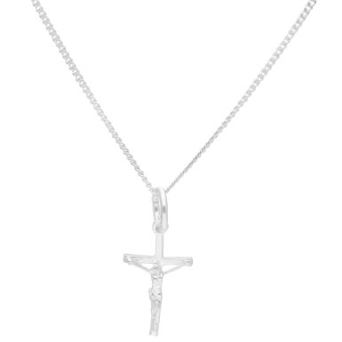 New Sterling Silver Small Crucifix & 18" Chain Necklace
