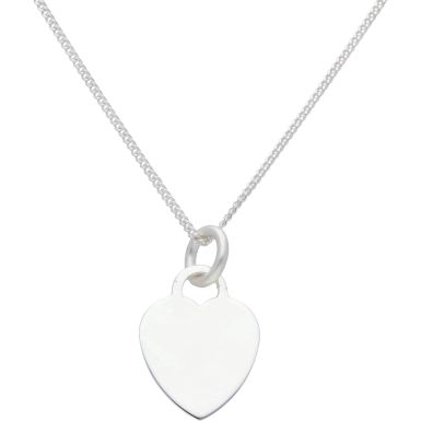New Sterling Silver Polished Heart Pendant & 18" Chain Necklace