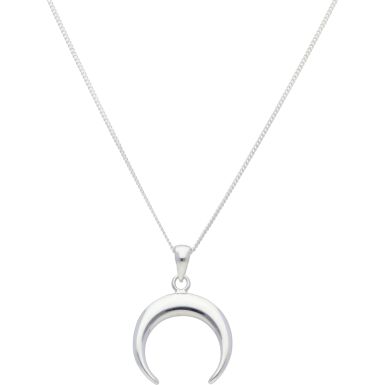 New Sterling Silver Crescent Moon Pendant & 18" Chain Necklace