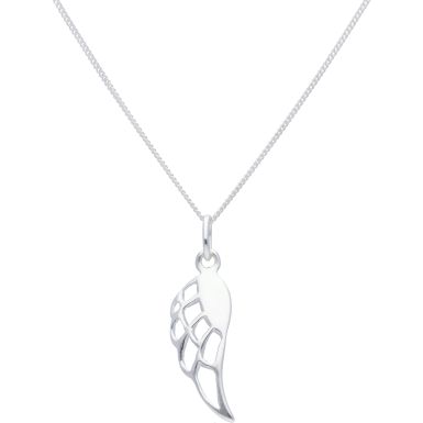 New Sterling Silver Angel Wing Pendant & 18" Chain Necklace