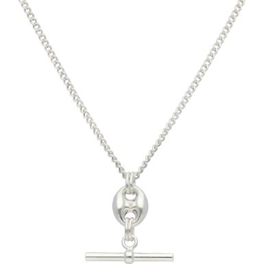 New Sterling Silver Anchor T-Bar Pendant & 16" Chain Necklace