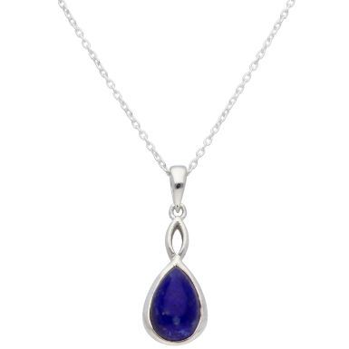 New Sterling Silver Lapis Lazuli Teardrop Pendant & 18" Necklace