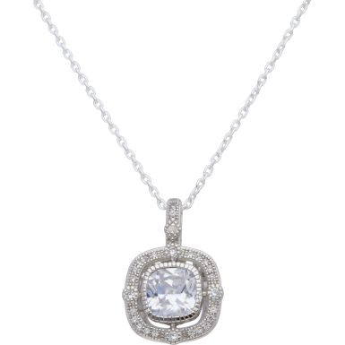New Sterling Silver Cubic Zirconia Pendant & 18" Chain Necklace