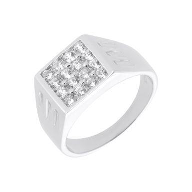 New Sterling Silver Cubic Zirconia Square Head Ring
