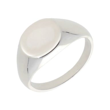 New Sterling Silver Oval Shaped Signet Ring