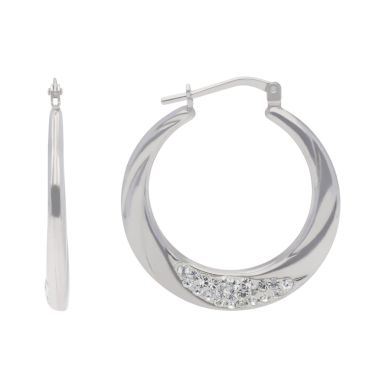 New Sterling Silver Crystalique Hoop Creole Earrings