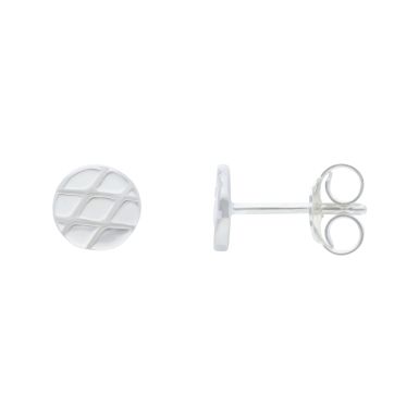 New Sterling Silver 5mm Patterned Flat Round Stud Earrings