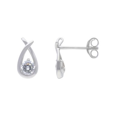 New Sterling Silver Cubic Zirconia Kiss Stud Earrings