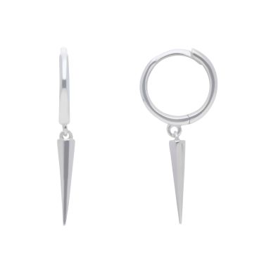 New Sterling Silver Spike Charm Huggie Hoop Earrings