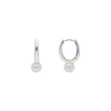 New Sterling Silver Fresh Water Pearl Huggie Hoop Earrings