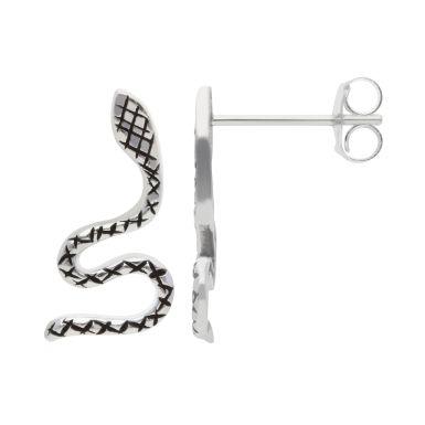 New Sterling Silver Patterned Snake Stud Earrings