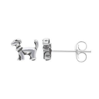 New Sterling Silver Small Dog Stud Earrings