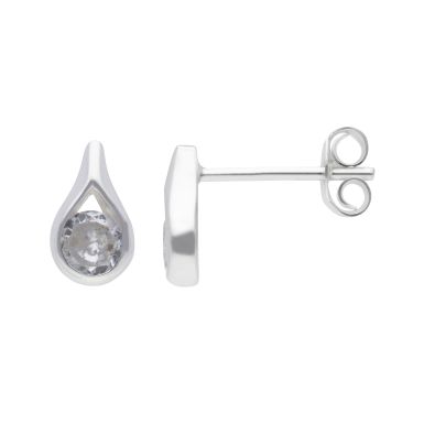 New Sterling Silver Cubic Zirconia Stud Earrings
