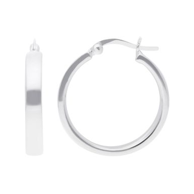 New Sterling Silver Medium Polished Chunky Hoop Earrings
