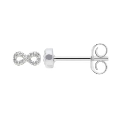 New Sterling Silver Cubic Zirconia Infinity Stud Earrings