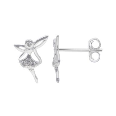 New Sterling Silver Cubic Zirconia Fairy Stud Earrings