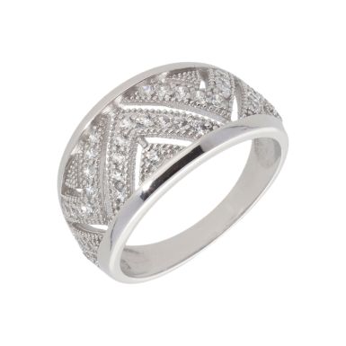 New Sterling Silver Cubic Zirconia Graduated Dome Ring