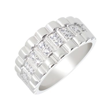 New Sterling Silver Rolex Style Wide Graduated Band Ring