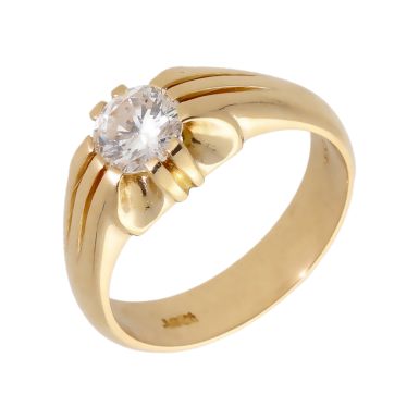 Pre-Owned 18ct Gold 0.88ct Gents Diamond Solitaire Signet Ring