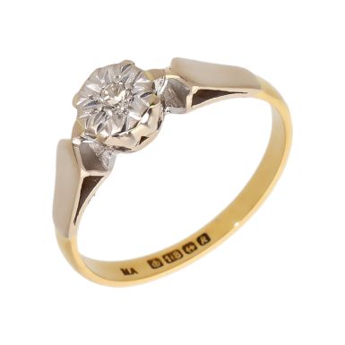 Pre-Owned 18ct Gold Illusion Set Vintage Diamond Solitaire Ring