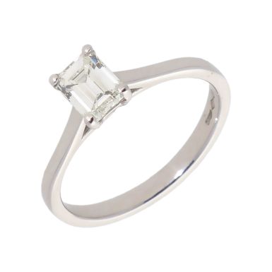 Pre-Owned Platinum 0.70ct Emerald Cut Diamond Solitaire Ring