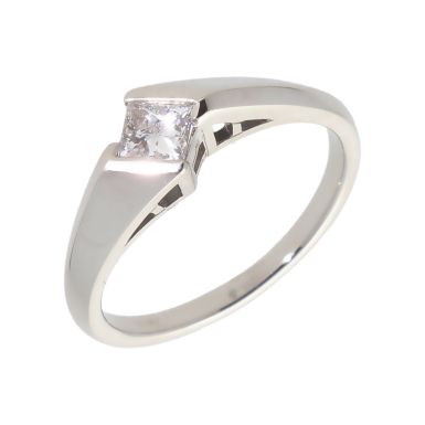 Pre-Owned 18ct Gold Princess Cut Diamond Solitaire Twist Ring