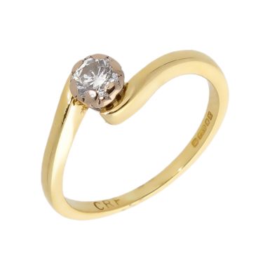 Pre-Owned 18ct Yellow Gold Diamond Solitaire Twist Ring