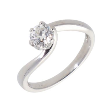 Pre-Owned 9ct White Gold 0.50 Carat Diamond Solitaire Twist Ring