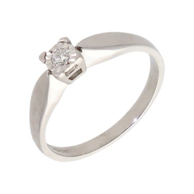 Pre-Owned 9ct White Gold Illusion Set Diamond Solitaire Ring