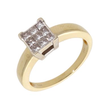 Pre-Owned 18ct Gold 0.50 Carat Princess Cut Diamond Cluster Ring