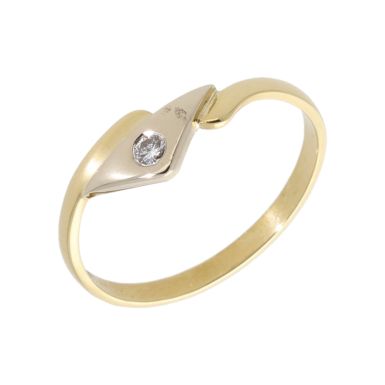 Pre-Owned 18ct Yellow & White Gold Diamond Solitaire Wave Ring