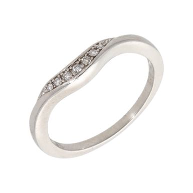 Pre-Owned 18ct White Gold Diamond Wave Wishbone Ring