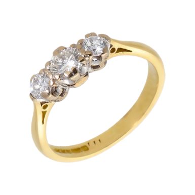 Pre-Owned 18ct Yellow Gold Diamond Trilogy Ring