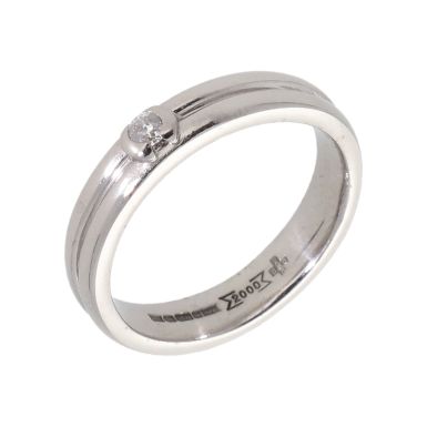Pre-Owned 18ct White Gold Diamond Set Ridged Band Ring