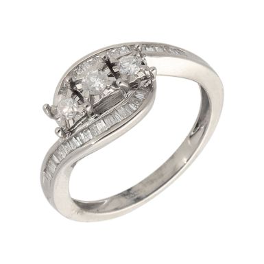 Pre-Owned 9ct Gold 0.33ct Mixed Cut Diamond Trilogy Twist Ring