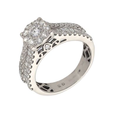 Pre-Owned 9ct White Gold 2.00 Carat Diamond Halo Cluster Ring
