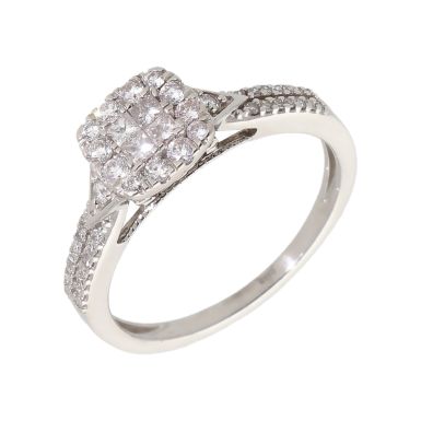 Pre-Owned 9ct Gold 0.50 Carat Mixed Cut Diamond Cluster Ring