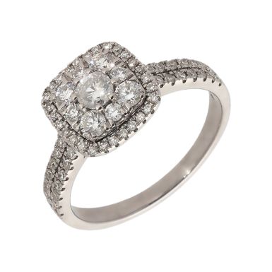 Pre-Owned 18ct White Gold 0.86 Carat Diamond Cluster Ring