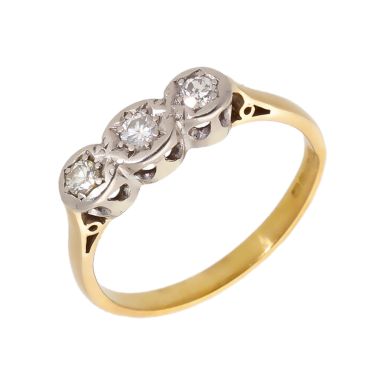 Pre-Owned 9ct Gold Vintage Style Diamond Trilogy Ring