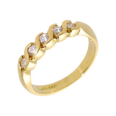 Pre-Owned 18ct Gold 0.25 Carat Diamond 5Stone Wave Eternity Ring