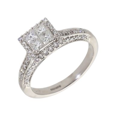 Pre-Owned 18ct Gold 0.78 Carat Mixed Cut Diamond Cluster Ring