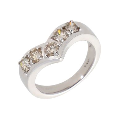 Pre-Owned 18ct White Gold Diamond Set Wishbone Ring