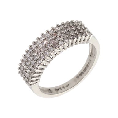 Pre-Owned 9ct Gold 0.75 Carat Diamond 4 Row Cluster Dress Ring