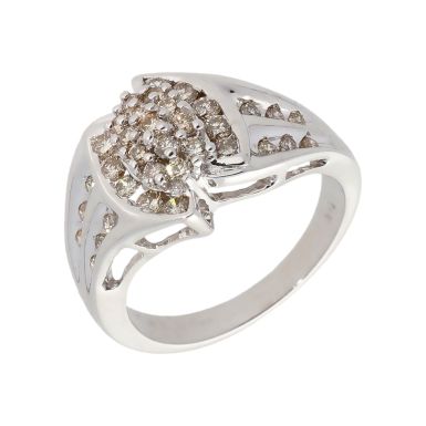 Pre-Owned 14ct White Gold 0.92 Carat Diamond Cluster Ring