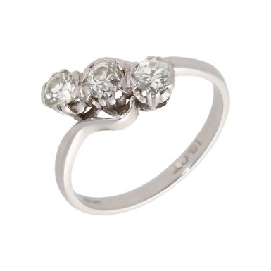 Pre-Owned 18ct White Gold Diamond Trilogy Twist Ring