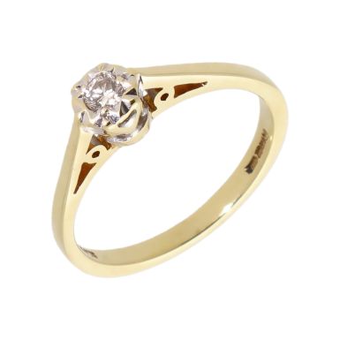 Pre-Owned 9ct Gold 0.10ct Illusion Set Diamond Solitaire Ring